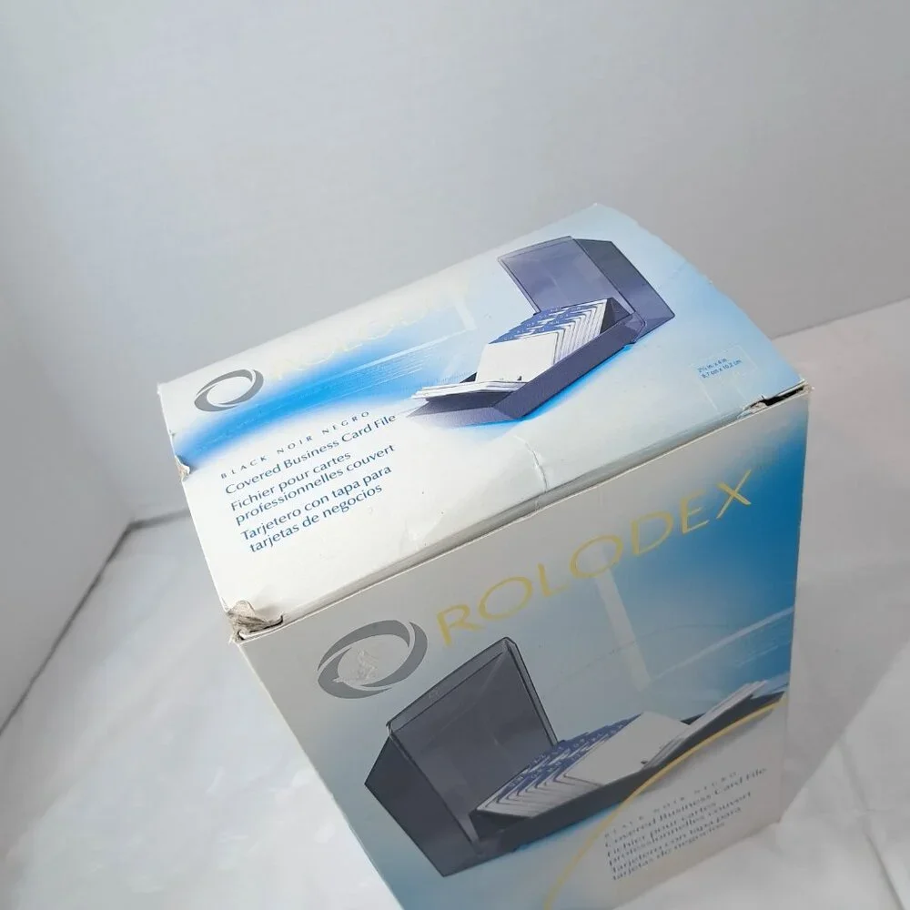 NEW Rolodex 67262 Covered business Card‎ File black storage case lid & 200 cards